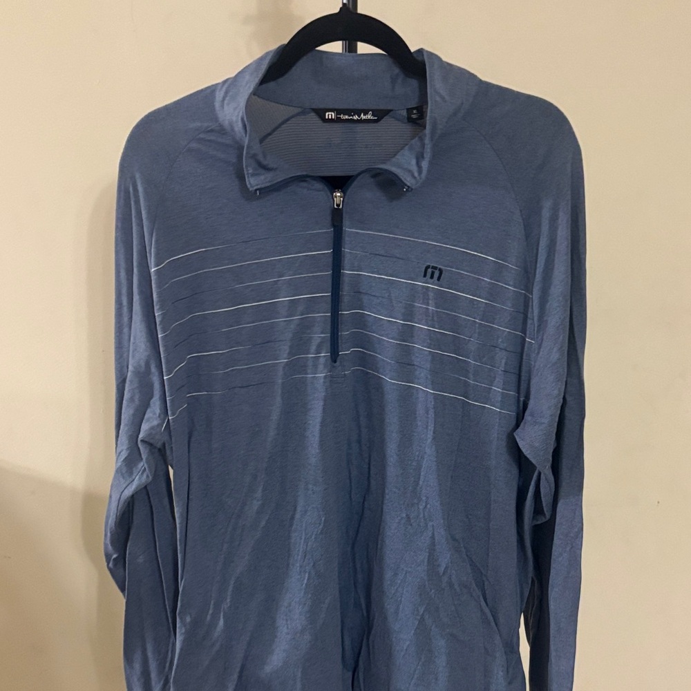 Travis Mathew Blue Quarter-Zip Pullover